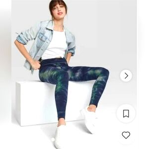 Wild Fable Womens Leggings, Blue/Green Tie Dye, Size L